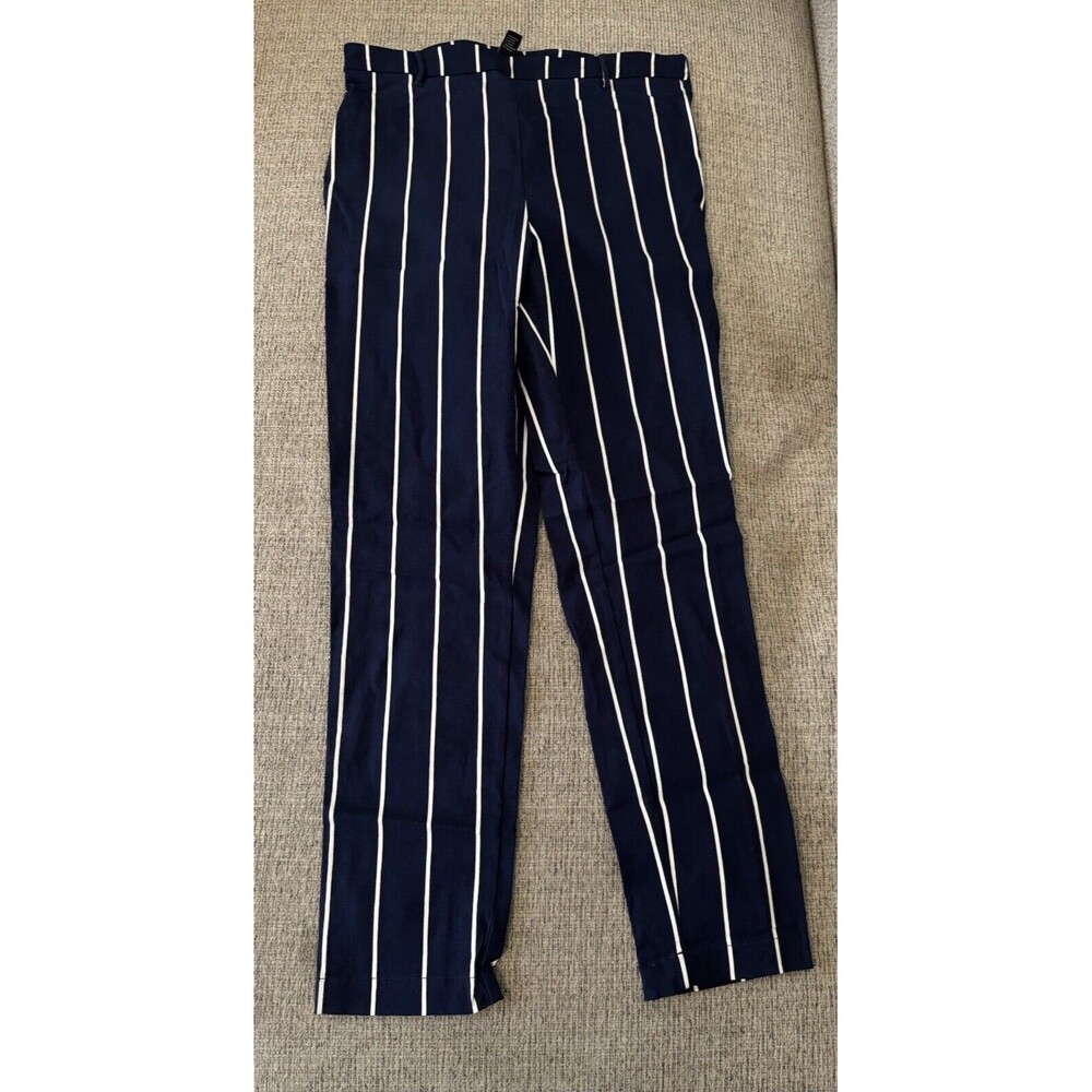 Women's Forever 21 Navy Blue Elastic Striped Pants Size Large